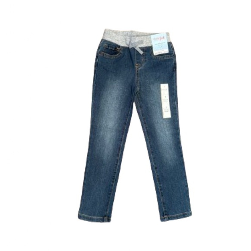 032 NWT Cat & Jack Knit Waist Medium Blue Pull-On Skinny Jean - Size: 5‎